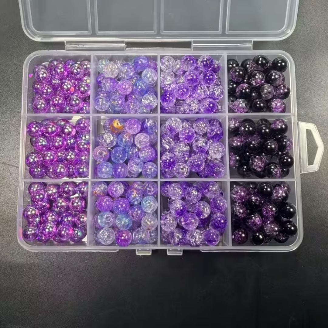 Bead Organizer Tray - Serie Nera Viola 8mm, Charm Demoniaco