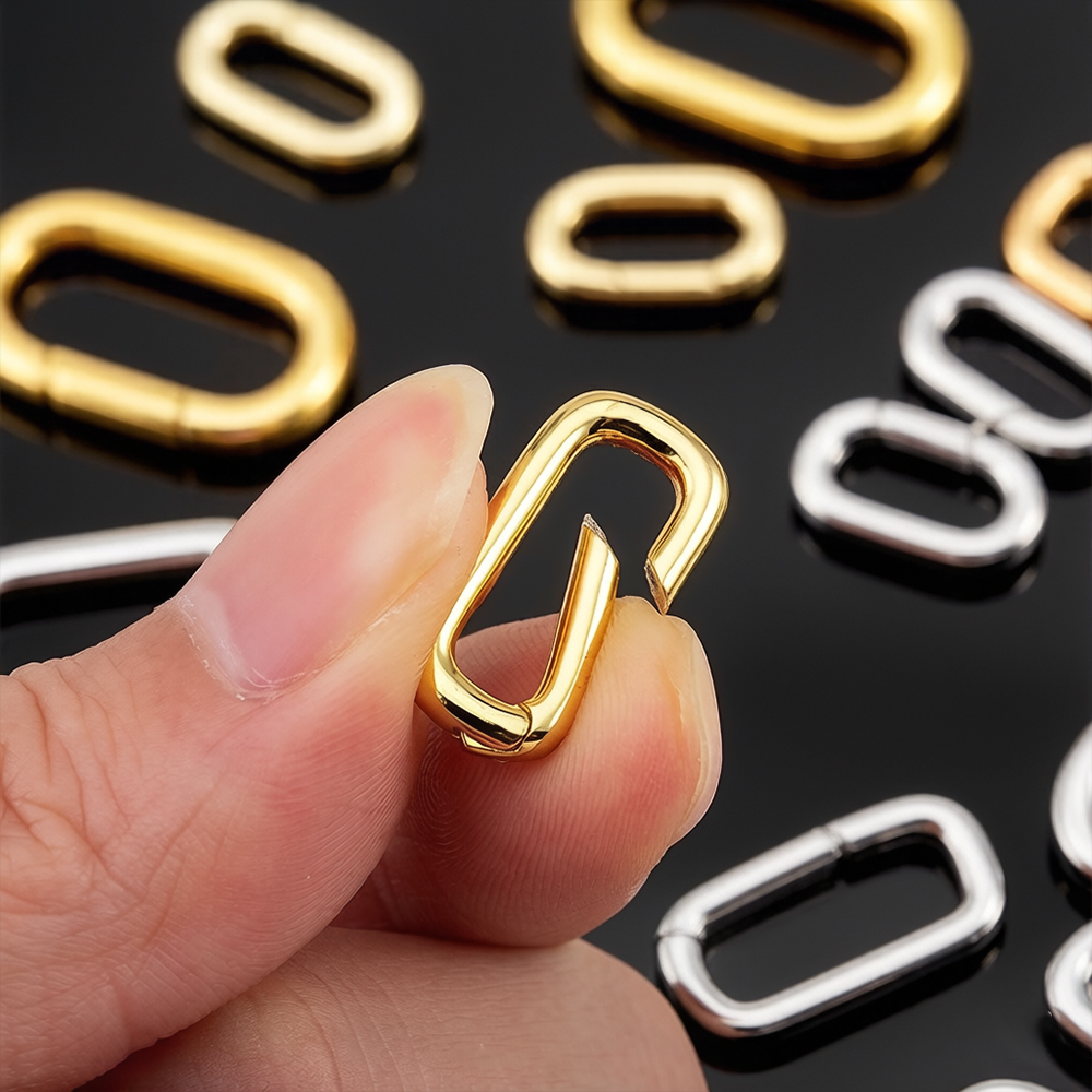 Jewelry Making Brass - 2 pz. Chiusure a Moschettone Ovali
