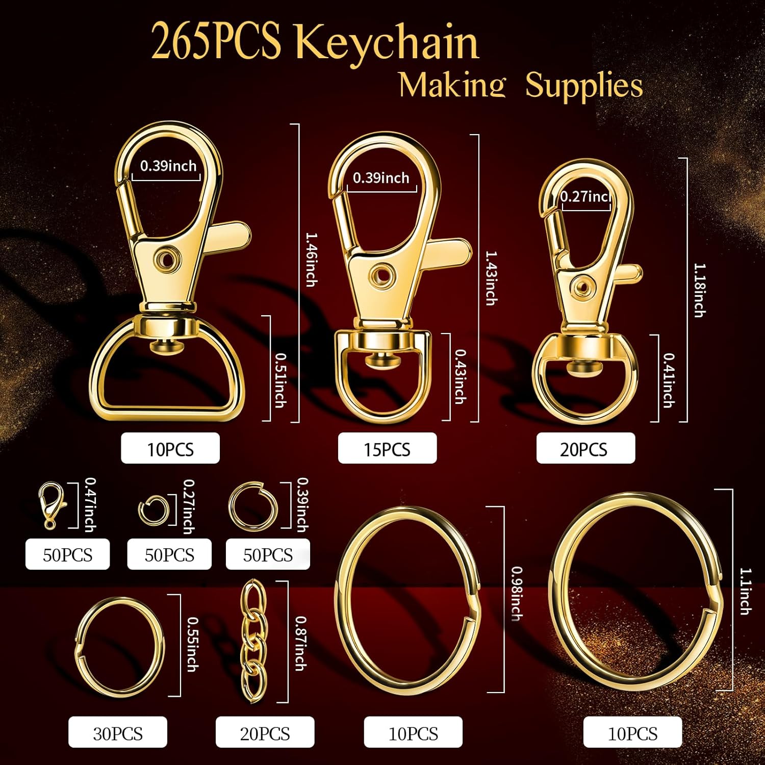 265PCS Kit portachiavi in meta - Lobster Clasp Silver recensione e prezzo
